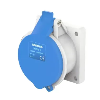 Ổ cắm gắn âm dạng nghiêng 32A-5P- 400V- 6H-IP44 Nanoco NIS425-6