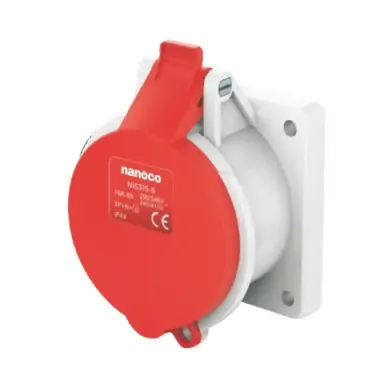 Ổ cắm gắn âm dạng thẳng 32A-4P- 400V- 6H-IP44 Nanoco NIS324-6