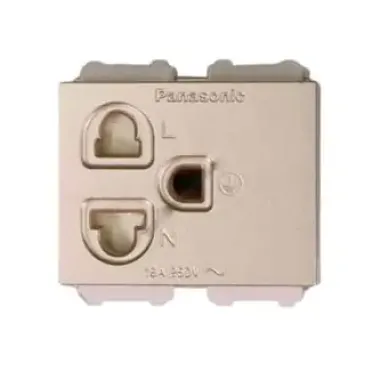 Ổ cắm đơn 3 chấu có màn che màu vàng ánh kim Panasonic WEV1181MYZ