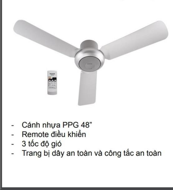 Quạt trần Panasonic điều khiển 3 cánh F-48CZL