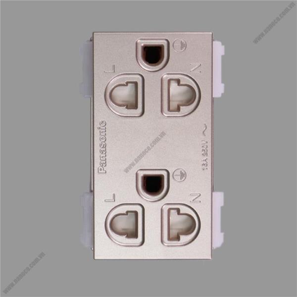 Ổ cắm đôi 3 chấu màu vàng ánh kim WEV1582-7MYZ
