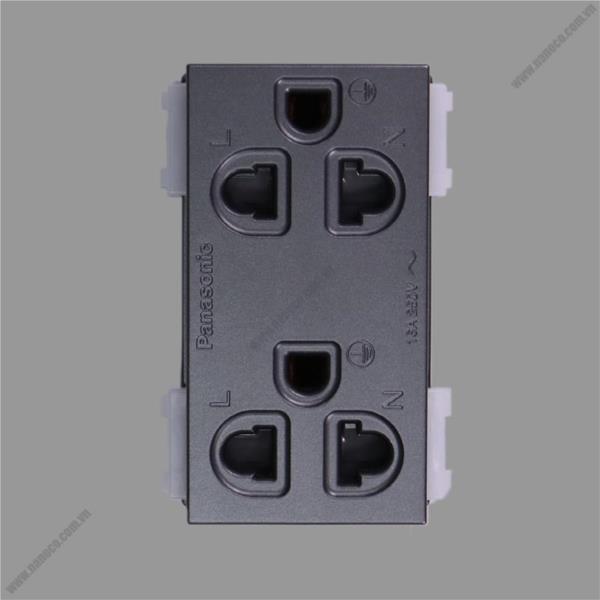 Ổ cắm đôi 3 chấu màu xám ánh kim WEV1582-7MYH