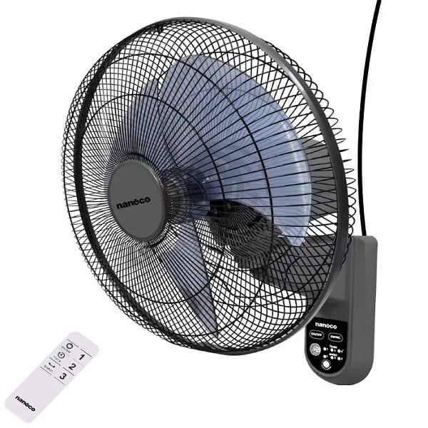 Quạt treo tường Nanoco NWF1615RC-GR có remote (Màu ghi)