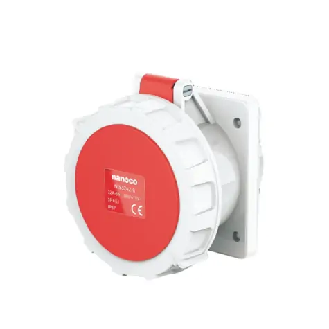Ổ cắm gắn âm dạng thẳng 32A-4P- 400V- 6H-IP67 Nanoco NIS3242-6