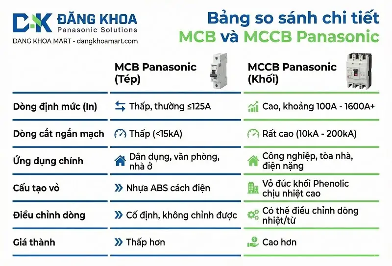 ph&acirc;n biệt MCB v&agrave; MCCB Panasonic Đăng Khoa Mart